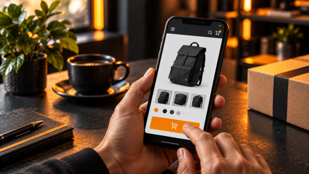 Experiência de compra numa loja online em smartphone