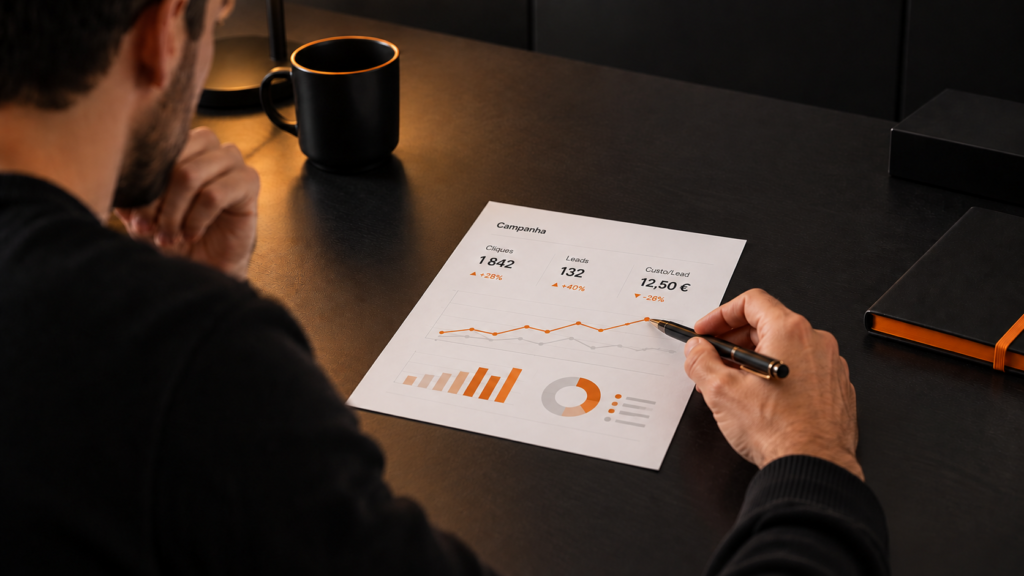 Análise de resultados, leads e custo por contacto numa campanha Google Ads